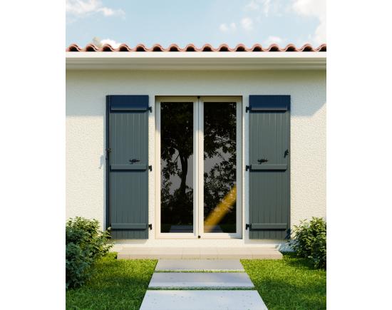 Volets battants porte fenêtre ALU Isolé plein penture contre-penture RAL 7024