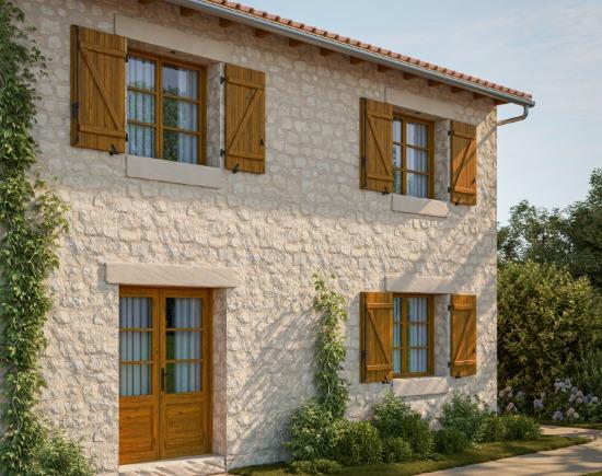 Volet battant bois exotique 27 mm barres et écharpes