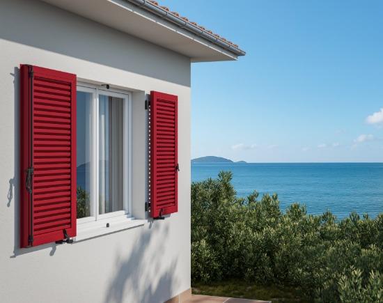 Volet battant PVC persienne 38 mm alizé et à cadre