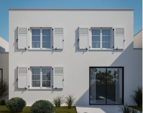 Volet battant PVC persienne 38 mm 1/3 à la française et 2/3 panneau