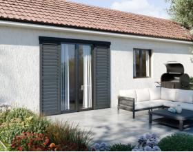 Volet coulissant ALU extrudé à cadre remplissage tôle pleine/perforée