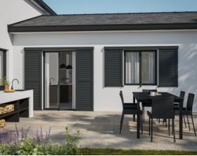 Volet coulissant ALU extrudé à cadre remplissage tôle pleine/perforée