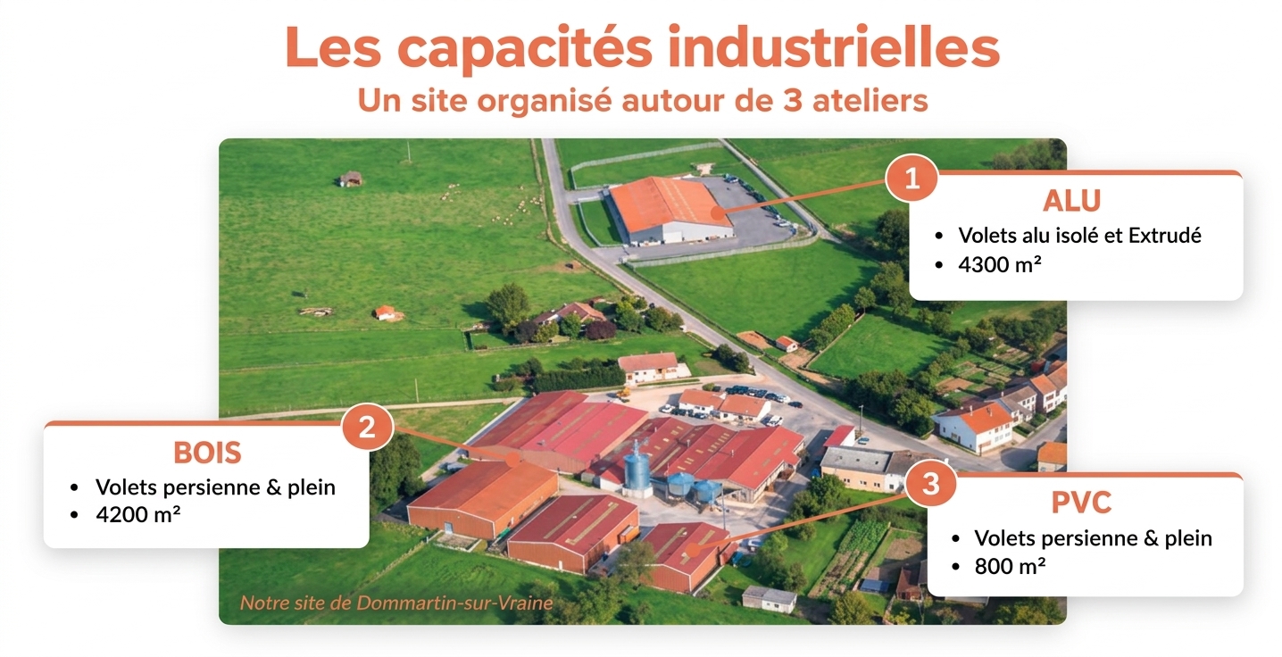 Site industriel de Volets Thiebaut à Dommartin-sur-Vraine dans les Vosges